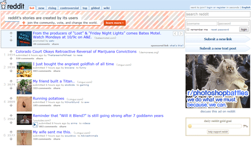 Reddit's homepage - 24/3/2014